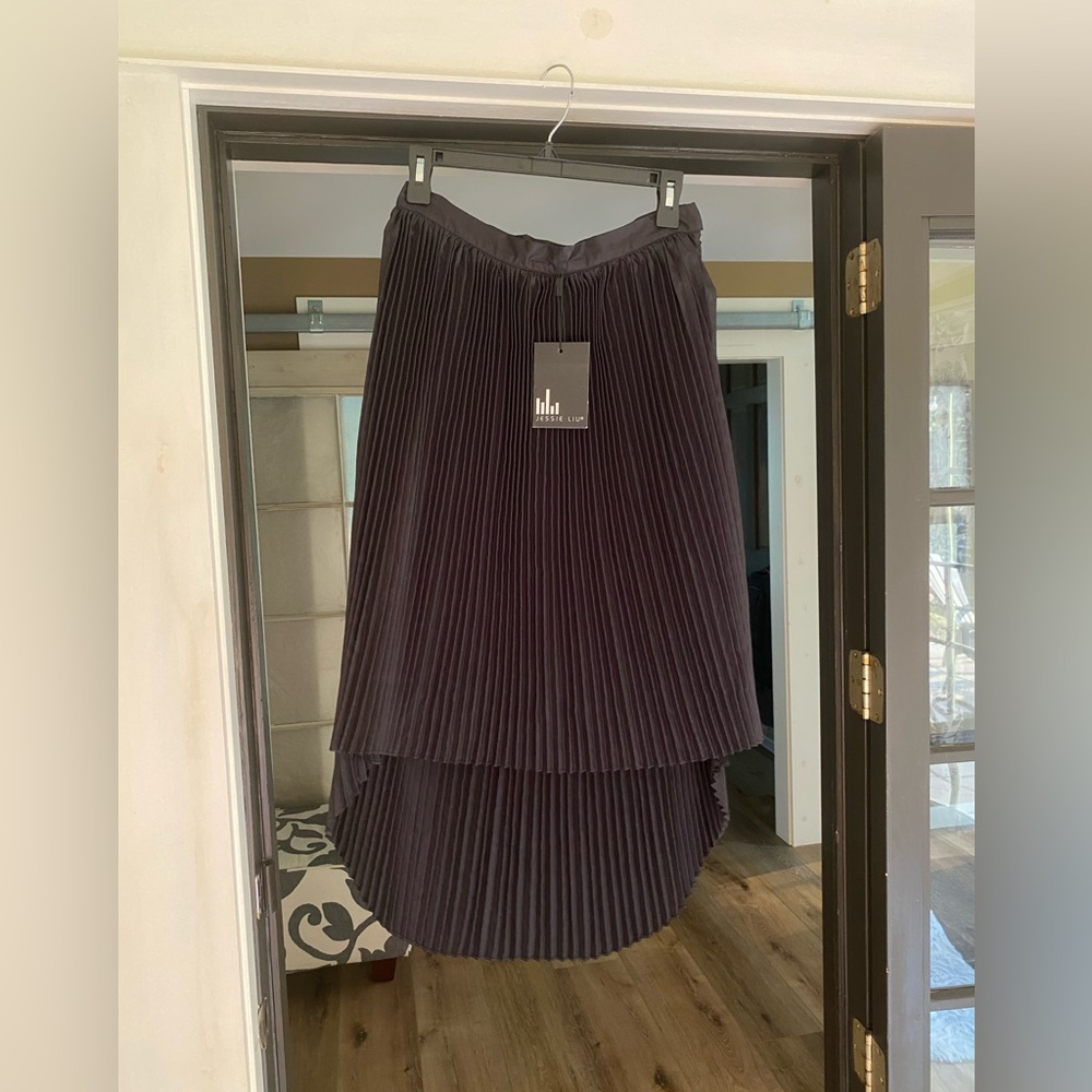 Jessie Liu High Low Black Pleated Dress Size Medium